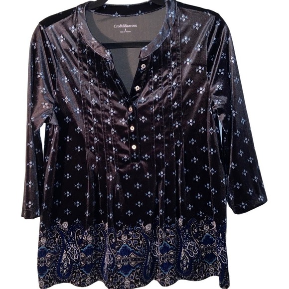 Croft & Barrow Tops - Croft & Barrow Pleated Velvet-like Top | Small